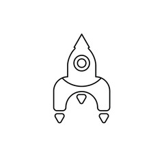 Vector icon, illustration of space theme, rocket in flight