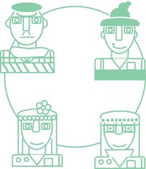 Icons, family, grandmother, father and dayghters.