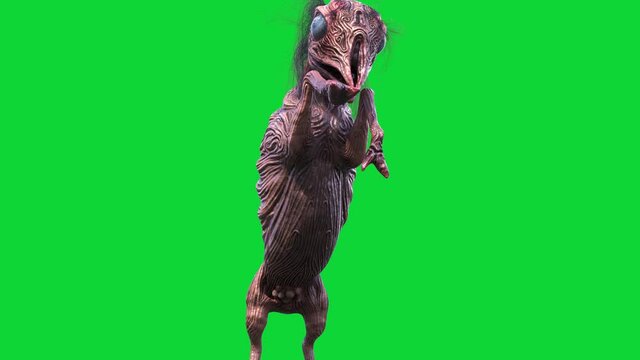 Quadrupedal Monster Green Screen Attacks Front SCP Big Charlie 3D Animation 4K