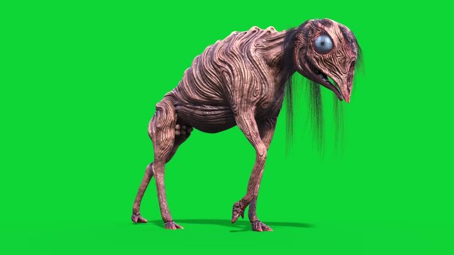 Quadrupedal Monster Green Screen Walkcycle Loop SCP Big Charlie 3D Animation 4K