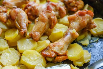 Chicken tasty spicy snack roasted. meat american