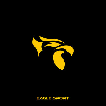 Simple logo design template, with a black and yellow eagle head icon
