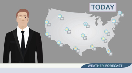 Weather forecast USA. vector illustration