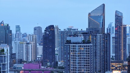 Bangkok skyscrapers at dusk time