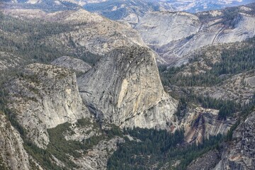 panoramic landscape view of half dome at Yosemite National Park in California, USA