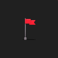 Pixel art red flag isolated on dark background - 428462102