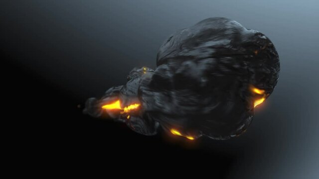 Animation of human heads in one mass with magma texture