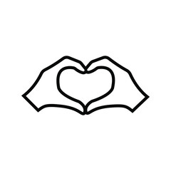 Hand icon with heart. Editable stroke. Design template vector