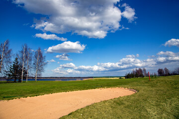 Golf place with gorgeous green and nice Kisezers lake view in Riga, Latvia
