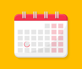 Calendar flat icon with red mark the date. Calendar schedule and planning. Vector illustration.