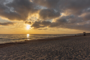 Son bou beach, sunset in the island of Menorca 