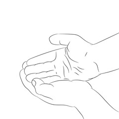 Hand hygiene doodle. Hand drawn element, vector illustration in black on white background.