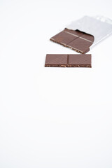 Chocolate on the white background