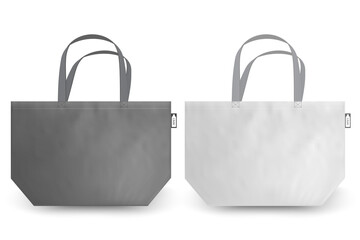 White recycle RPET bag identity mock-up items template transparent background. Textile tote bag for shopping mockup.