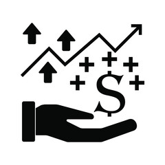 Vector flat graphic stick icon growing hand isolated on white background. Vector illustration.