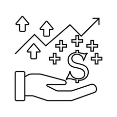 Vector flat graphic stick icon growing hand isolated on white background. Vector illustration.