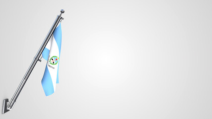 San Juan 3D rendered waving flag illustration on a realistic metal flagpole. Isolated on white background with space on the right side.