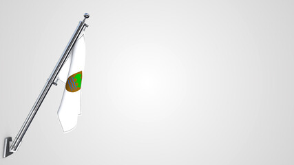 Gipuzkoa 3D rendered waving flag illustration on a realistic metal flagpole. Isolated on white background with space on the right side.