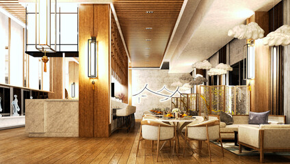 3d render of luxury restaurant 