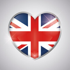 Isolated heart shape with the UK flag - Vector illustration