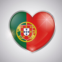 Obraz premium Isolated heart shape with the flag of Portugal - Vector illustration