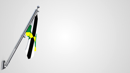 Monterey California 3D rendered waving flag illustration on a realistic metal flagpole. Isolated on white background with space on the right side.