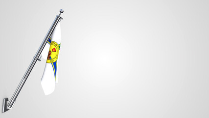 Little Rock 3D rendered waving flag illustration on a realistic metal flagpole. Isolated on white background with space on the right side.