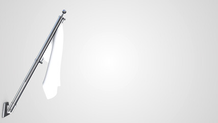 Fort Wayne Indiana 3D rendered waving flag illustration on a realistic metal flagpole. Isolated on white background with space on the right side.