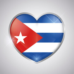 Isolated heart shape with the flag of Cuba - Vector illustration
