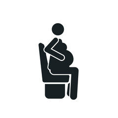 Sitting pregnant woman detailed black icon for public transport on the white background