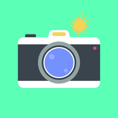 Camera icon in flat style