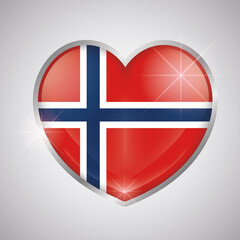 Isolated heart shape with the flag of Norway - Vector illustration