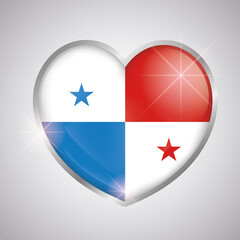 Isolated heart shape with the flag of Panama - Vector illustration
