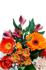 Fototapeta na wymiar Bouquet of red and orange flowers