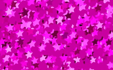 Dark Pink vector texture with beautiful stars.