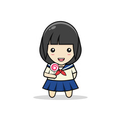 Japanese school girl kawaii illustration