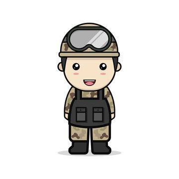 recommend clip art: Kawaii illustration cute soldier vector graphics