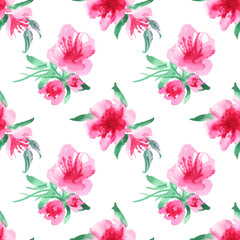 Apple blossom seamless pattern. Delicate watercolor flowers. For packaging, fabric, background.