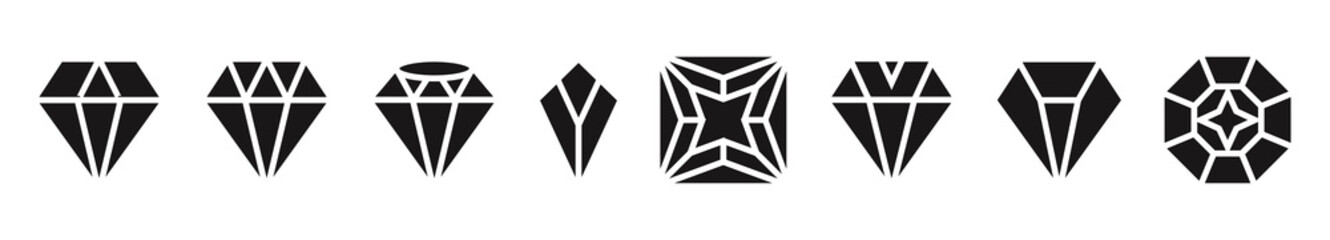 Set of a diamond flat icon for apps or websites