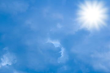 Naklejka na ściany i meble A blue sky white clouds on nature summer weather background