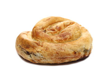 Breakfast pastry fresh with cheese and spinach isolated on white background