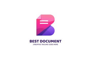 Letter B Document File Logo Template