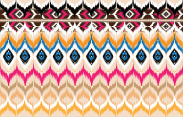 Ikat geometric folklore ornament. Tribal ethnic vector texture. 
Seamless striped pattern in Aztec style. Figure tribal embroidery. 
Indian, Scandinavian, Gyp
sy, Mexican, folk pattern,indian, decorat