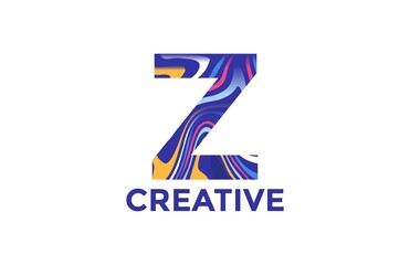 Letter Z Trendy Acrylic Fluid Vector Logo