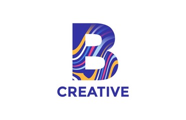 Letter B Trendy Acrylic Fluid Vector Logo