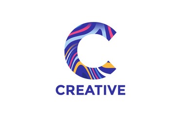 Letter C Trendy Acrylic Fluid Vector Logo