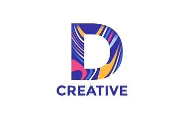 Letter D Trendy Acrylic Fluid Vector Logo