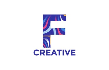 Letter F Trendy Acrylic Fluid Vector Logo