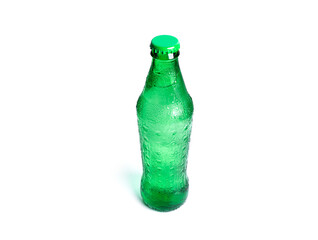 Bottle of soda isolated on a white background. Green cool bottle.
