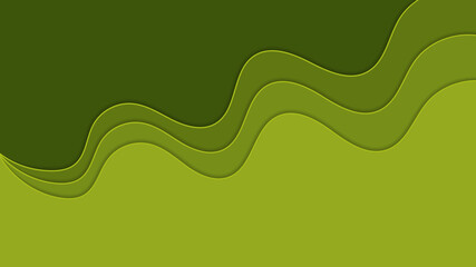 Beautiful wavy green background. PaperCut style.